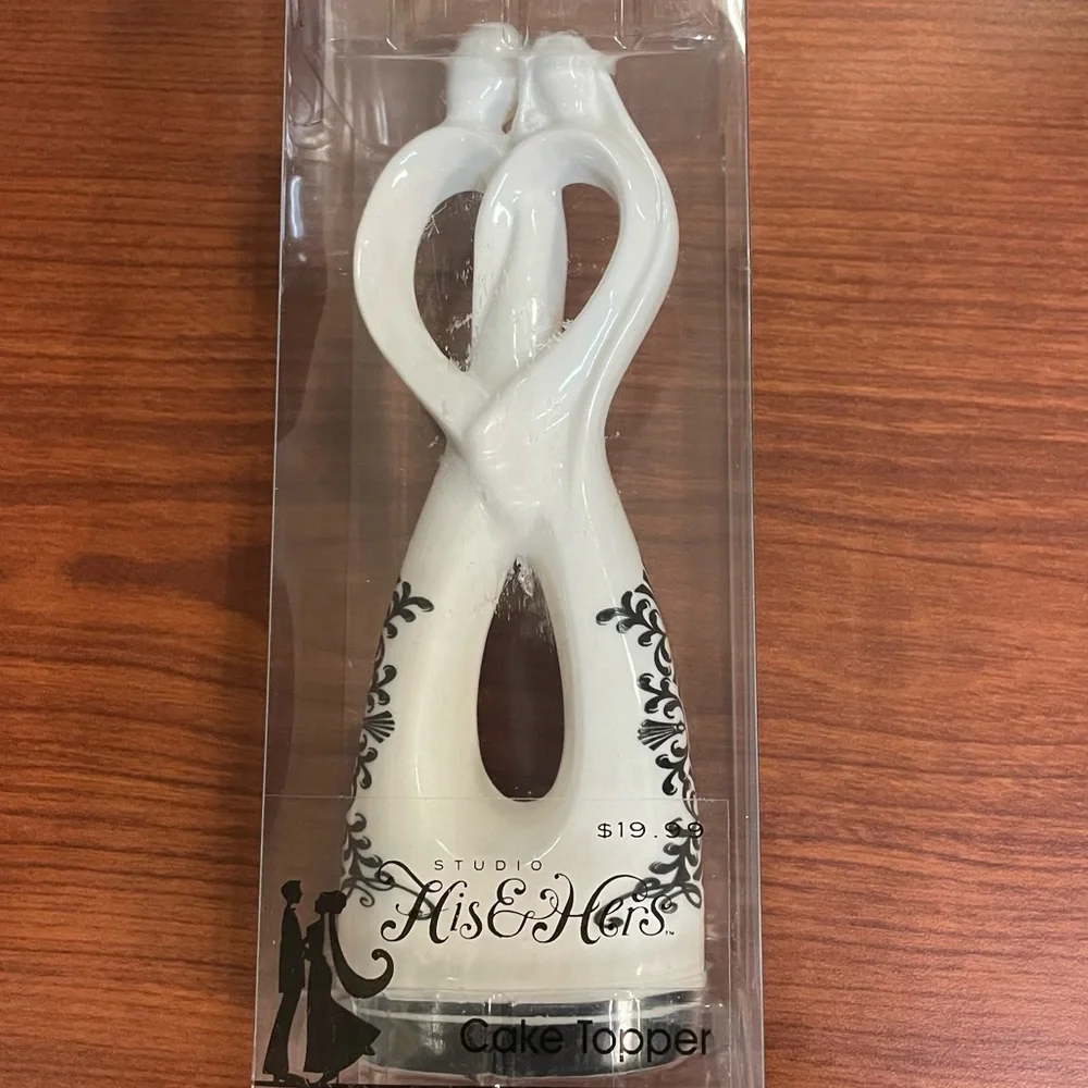 Studio His & Hers Wedding Anniversary Black & White Cake Topper